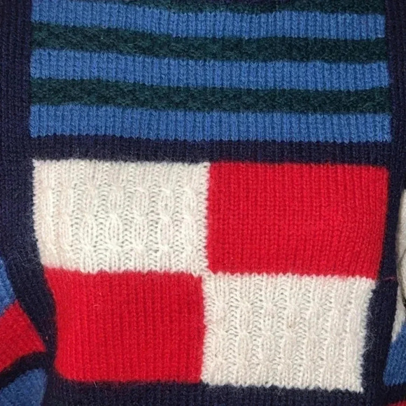 Quissett Cove Vintage Unisex Patchwork 100% Wool Sweater Jumper Size Medium - Picture 13 of 14